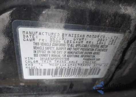 2015 Nissan Sentra Sr from USA, damaged, VIN 3N1AB7AP2FY237335